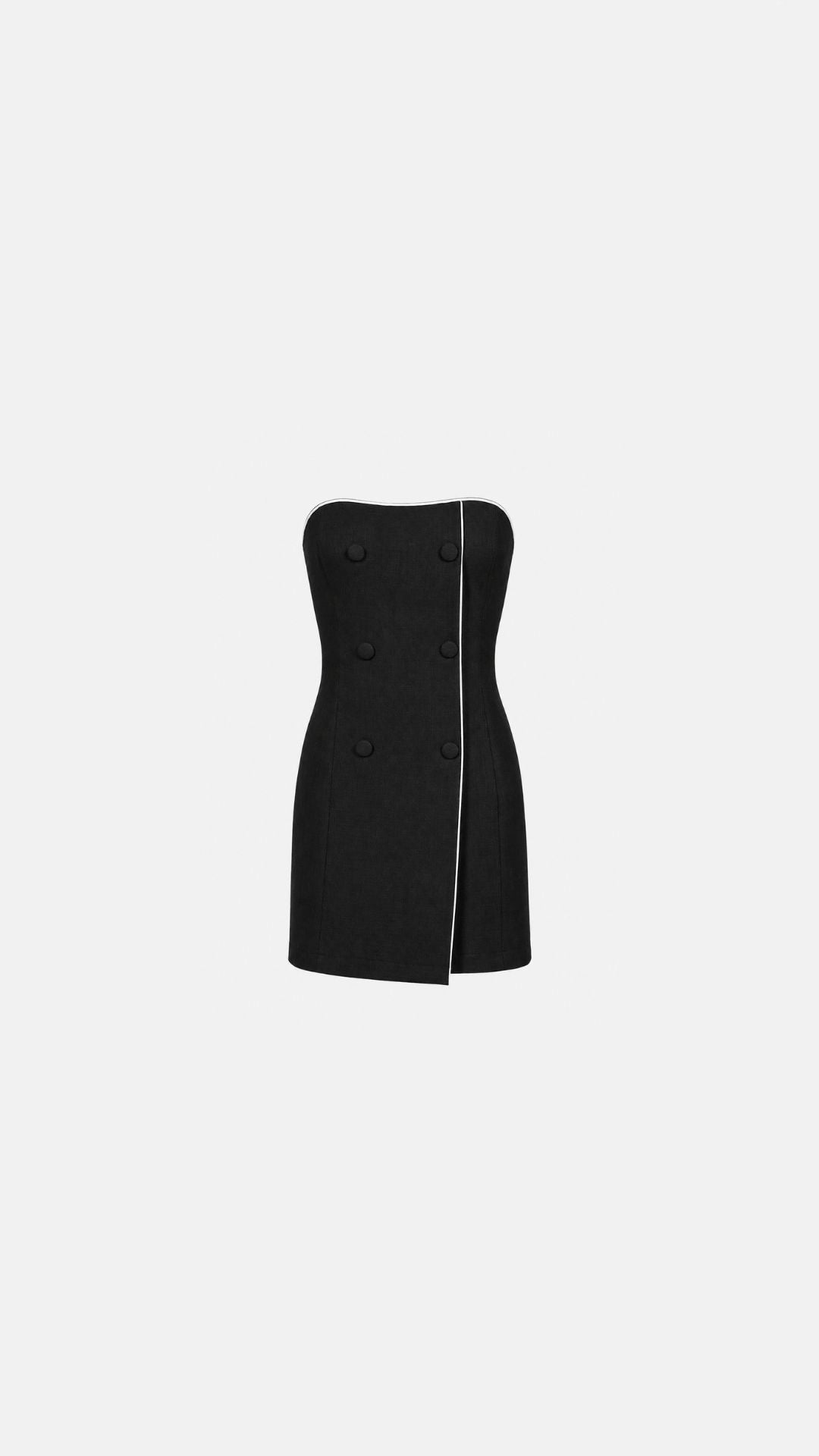 ANSE LINEN DRESS BLACK - Stefania Vaidani Official Website
